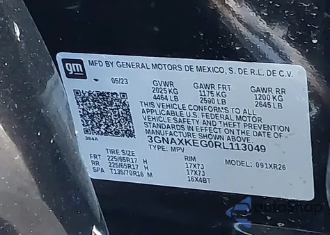 2024 Chevrolet Equinox Fwd Lt from USA, damaged, VIN 3GNAXKEG0RL113049